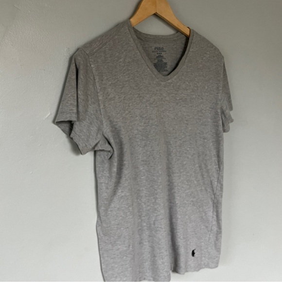 US Polo Assn Ralph Lauren Men’s V-Neck Slim Fit Short Sleeve T-Shirt Grey Medium - Picture 1 of 8